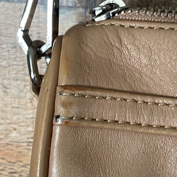 Rebecca Minkoff Mini Mac Crossbody Bag Purse Tan Leather Chain Strap - Picture 9 of 13